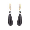 Drop Silver Earrings with Black Double Cubic Zirconia Leverback